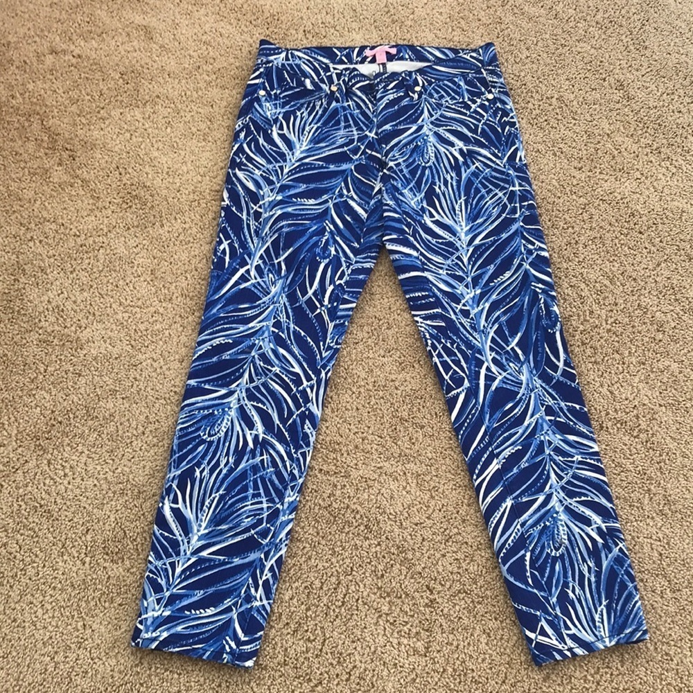 LILLY PULITZER Size 2 blue printed skinny pants